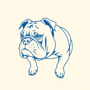 Blue Ink Minimal Shading Bulldog Tattoo