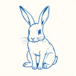 Blue Ink Minimal Shading Bunny Tattoo