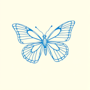 Blue Ink Minimal Shading Butterfly Tattoo