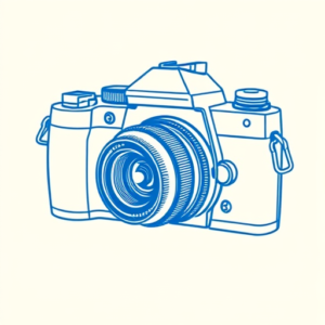 Blue Ink Minimal Shading Camera Tattoo