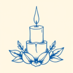 Blue Ink Minimal Shading Candle Tattoo