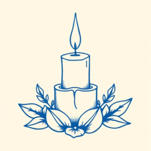 Blue Ink Minimal Shading Candle Tattoo