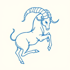 Blue Ink Minimal Shading Capricorn Tattoo