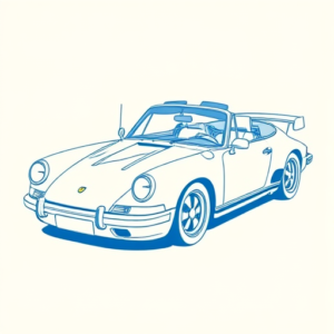 Blue Ink Minimal Shading Car Tattoo