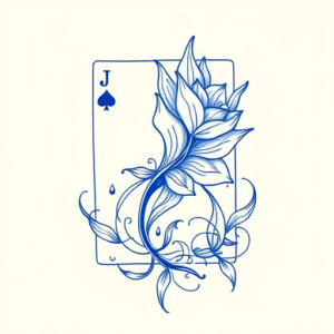 Blue Ink Minimal Shading Card Tattoo