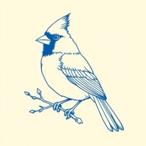 Blue Ink Minimal Shading Cardinal Tattoo