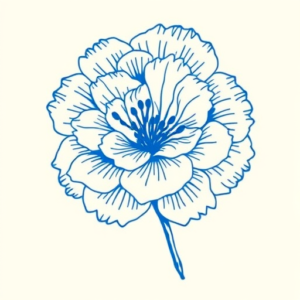 Blue Ink Minimal Shading Carnation Tattoo