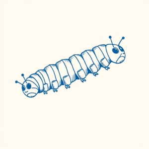 Blue Ink Minimal Shading Caterpillar Tattoo