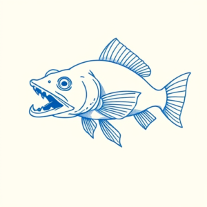 Blue Ink Minimal Shading Catfish Tattoo