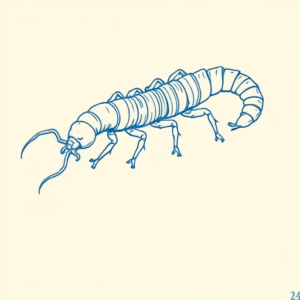 Blue Ink Minimal Shading Centipede Tattoo