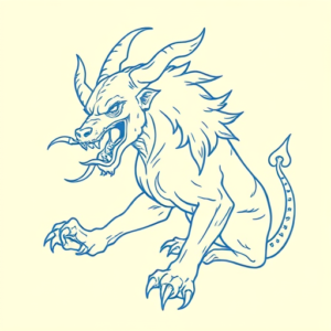 Blue Ink Minimal Shading Cerberus Tattoo