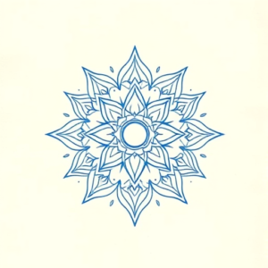 Blue Ink Minimal Shading Chakra Tattoo