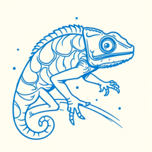 Blue Ink Minimal Shading Chameleon Tattoo