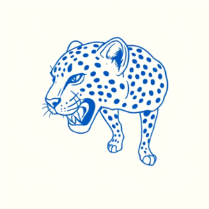 Blue Ink Minimal Shading Cheetah Tattoo