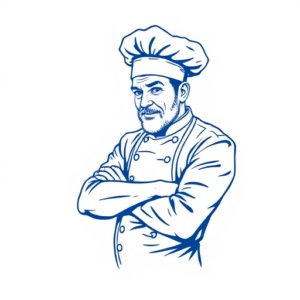 Blue Ink Minimal Shading Chef Tattoo