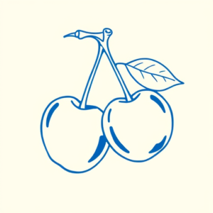 Blue Ink Minimal Shading Cherry Tattoo