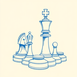 Blue Ink Minimal Shading Chess Tattoo
