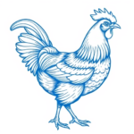 Blue Ink Minimal Shading Chicken Tattoo