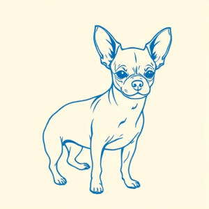 Blue Ink Minimal Shading Chihuahua Tattoo