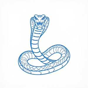 Blue Ink Minimal Shading Cobra Tattoo