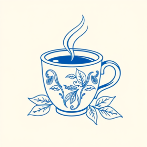 Blue Ink Minimal Shading Coffee Tattoo