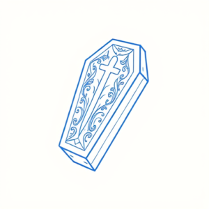 Blue Ink Minimal Shading Coffin Tattoo