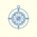 Blue Ink Minimal Shading Compass Tattoo