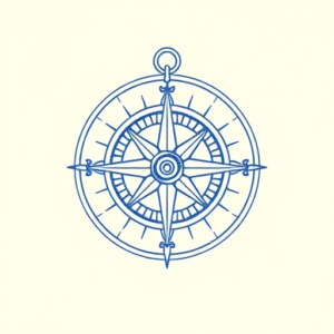 Blue Ink Minimal Shading Compass Tattoo