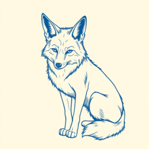 Blue Ink Minimal Shading Coyote Tattoo