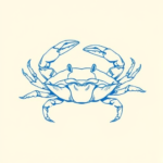 Blue Ink Minimal Shading Crab Tattoo