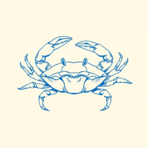Blue Ink Minimal Shading Crab Tattoo
