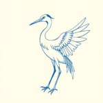 Blue Ink Minimal Shading Crane Tattoo