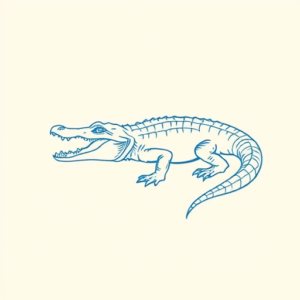 Blue Ink Minimal Shading Crocodile Tattoo