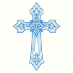 Blue Ink Minimal Shading Cross Tattoo