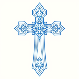 Blue Ink Minimal Shading Cross Tattoo