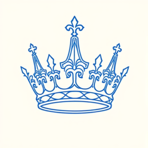 Blue Ink Minimal Shading Crown Tattoo