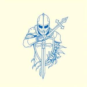 Blue Ink Minimal Shading Crusader Tattoo