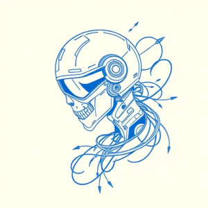 Blue Ink Minimal Shading Cyber Tattoo