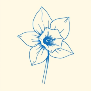 Blue Ink Minimal Shading Daffodil Tattoo
