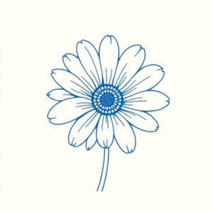 Blue Ink Minimal Shading Daisy Tattoo