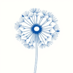 Blue Ink Minimal Shading Dandelion Tattoo