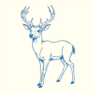 Blue Ink Minimal Shading Deer Tattoo