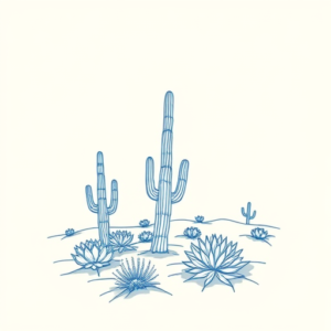 Blue Ink Minimal Shading Desert Tattoo