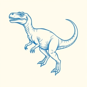 Blue Ink Minimal Shading Dinosaur Tattoo