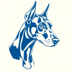 Blue Ink Minimal Shading Doberman Tattoo