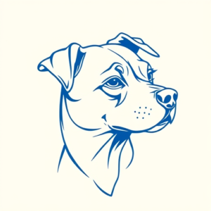 Blue Ink Minimal Shading Dog Tattoo