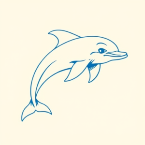 Blue Ink Minimal Shading Dolphin Tattoo