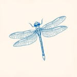 Blue Ink Minimal Shading Dragonfly Tattoo