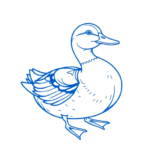 Blue Ink Minimal Shading Duck Tattoo