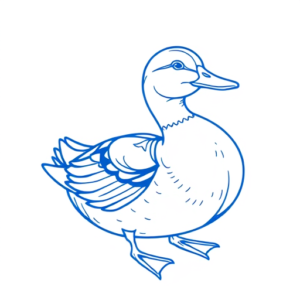Blue Ink Minimal Shading Duck Tattoo